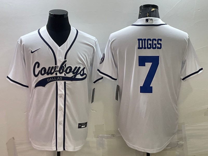 Men's Dallas Cowboys #7 Trevon Diggs White Cool Base Stitched Baseball Jersey